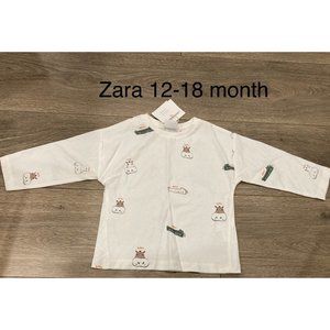 NWT Zara baby boy 12-18 month animals long sleeve tshirt